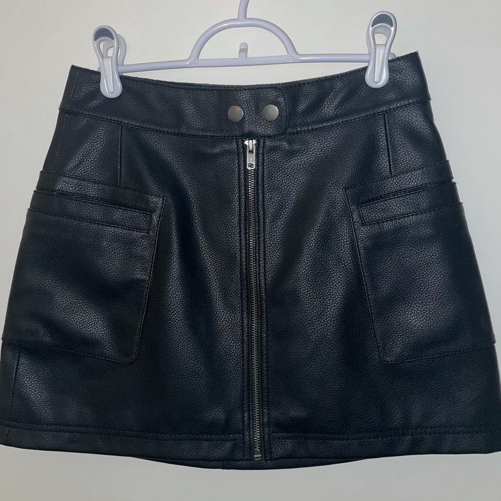 NOWT Free People Faux Leather A-Line Skirt